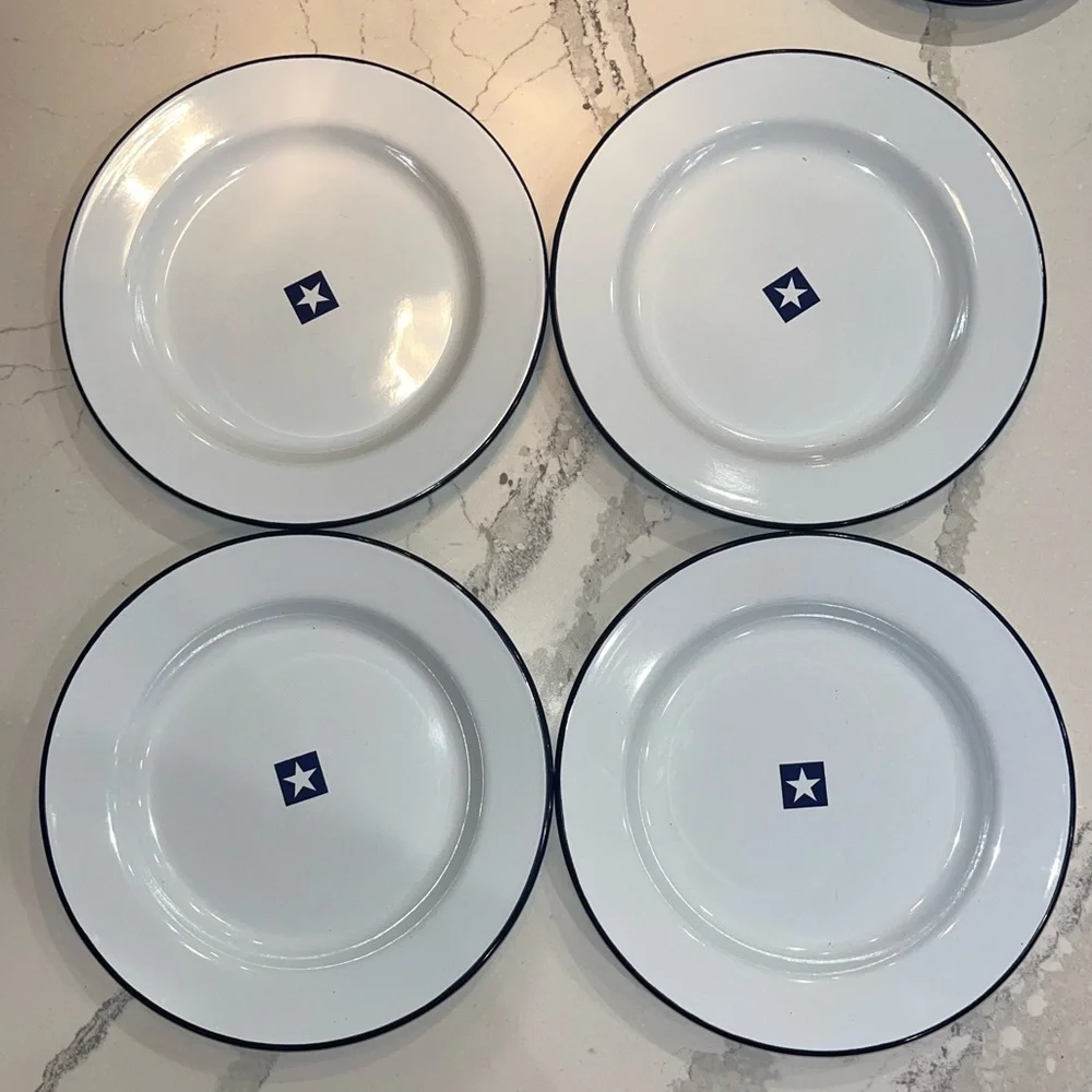 Williams Sonoma Enamelware Dinner (4) and Salad (4) Plates & Mugs (2) Set